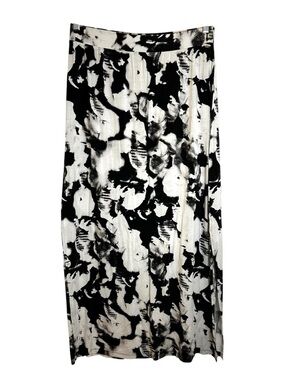 Apt. 9 Black & White Floral Maxi Skirt - Size Large - Side Slit